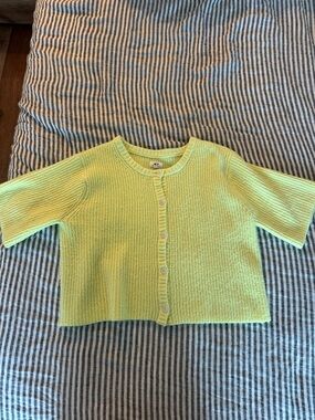 Aerie Butter Yellow Short Sleeved Cardigan